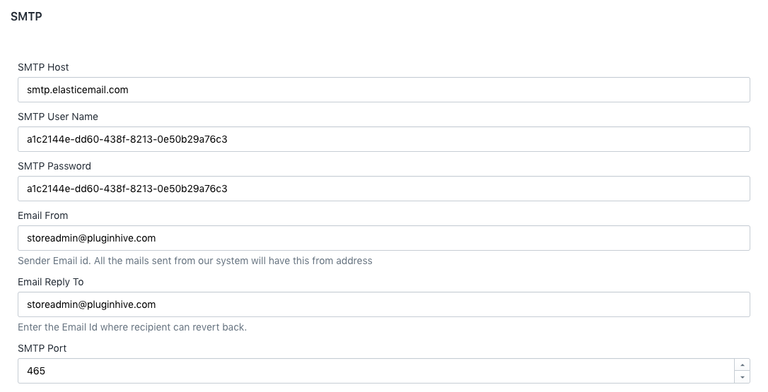 SMTP Settings