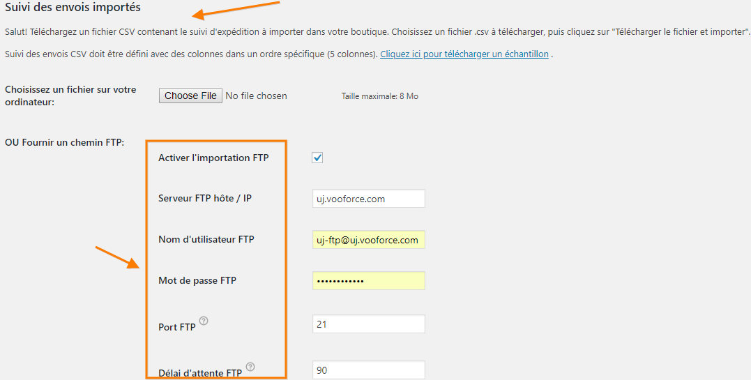 Tracking Details Import page Translated to French using WPML