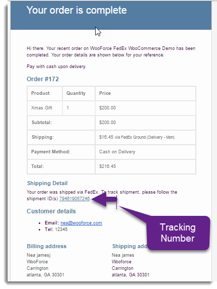 the final order completion email