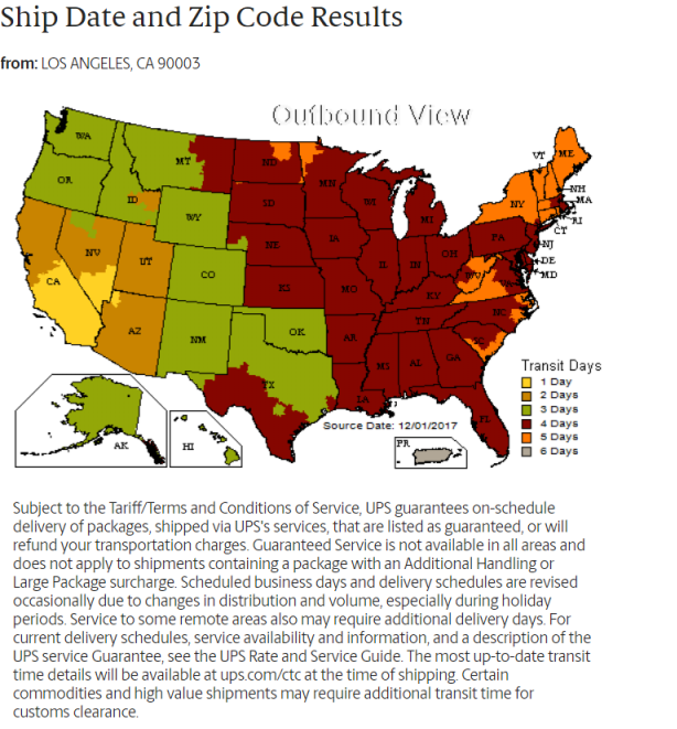 UPS service map