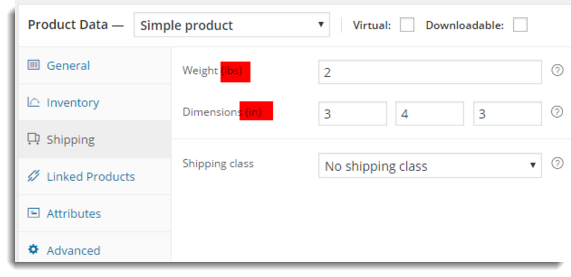Weight and dimensions as lbs 