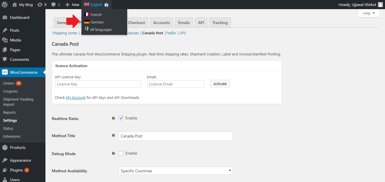 WooCommerce Canada Post Shipping plugin settings
