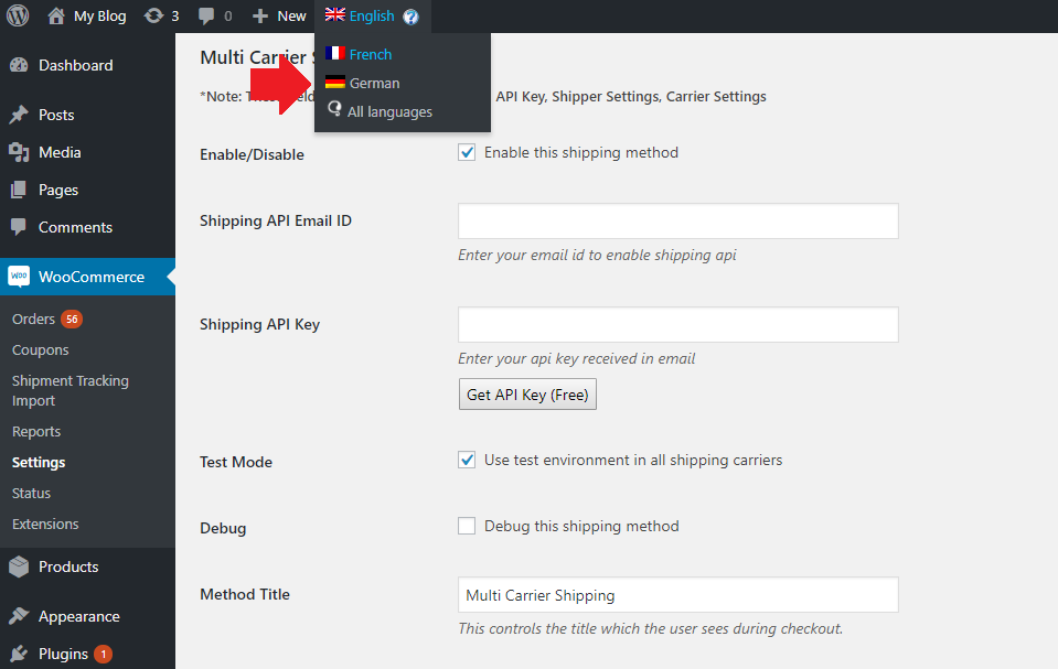 WooCommerce Multi-Carrier Shipping plugin settings