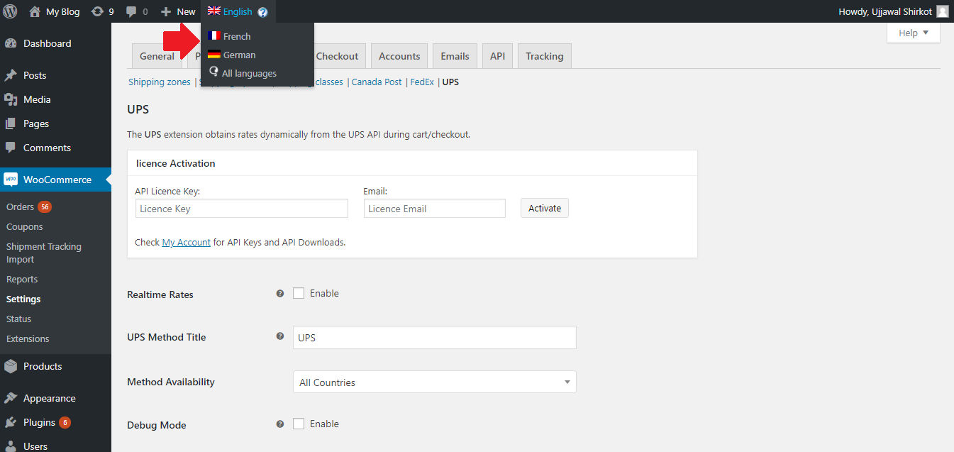 wpml woocommerce ups shipping admin page
