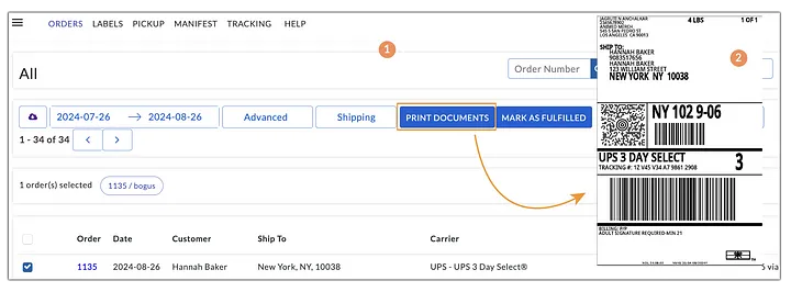 shopify ups label